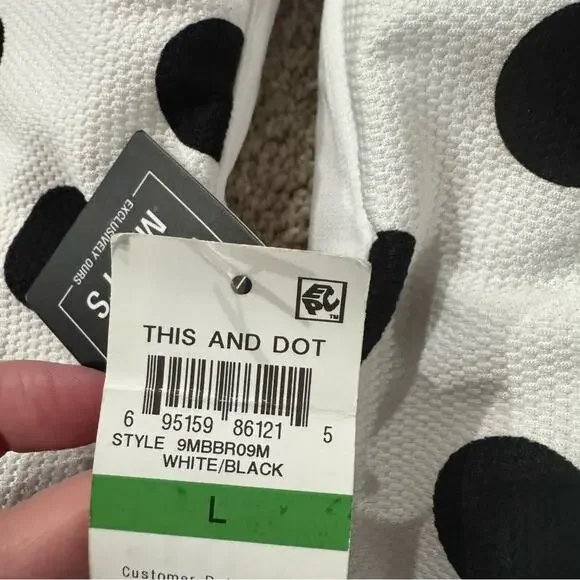 NWT Bar III White & Black Polka Dot Swimsuit One Piece Plunging Neck Size Large - Picture 6 of 10